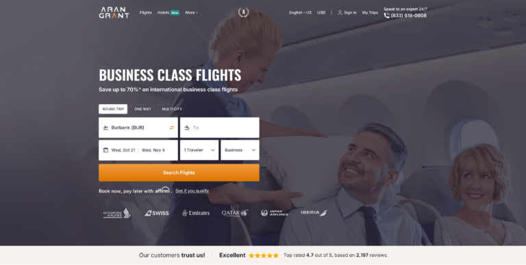 AranGrant Business Class Flights: Find Affordable Premium Airfare