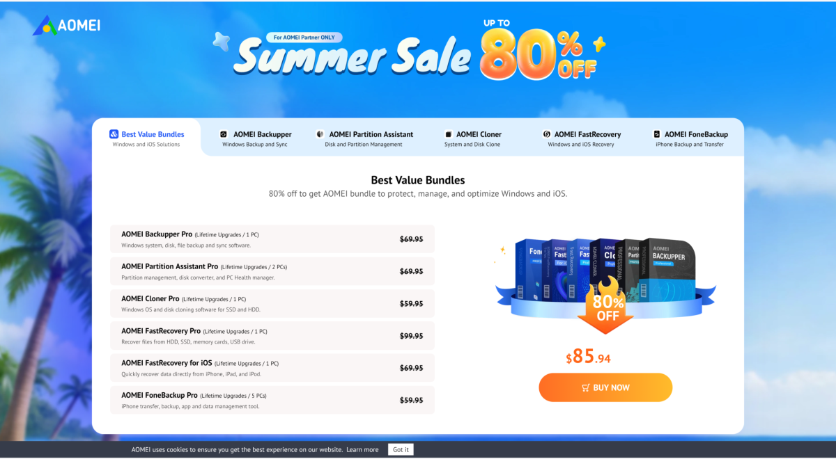 AOMEI Software Flash Sale: Save Up to 80% on Backup, Recovery and Disk Tools